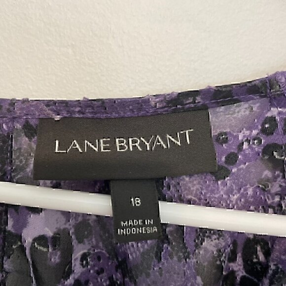 LANE BRYANT Plus Size Purple Black Snake Snakeskin Animal Cutout Long Sleeve Top - Picture 4 of 12